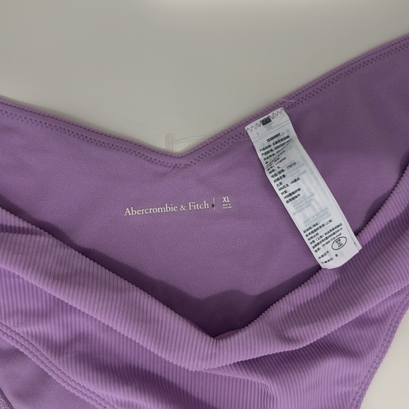 Abercrombie & Fitch Purple Ribbed High-Cut V Bikini Bottom - Size XL - Picture 2 of 3